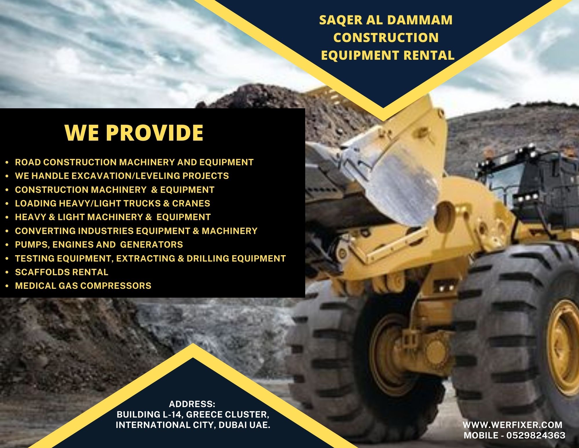 Excavation/leveling Projects. (SAQER AL DAMMAM CONSTRUCTION EQUIPMENTS RENT